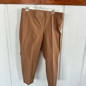 Talbots Essex Ankle Curvy Tan Work Pants Elastic Waist
